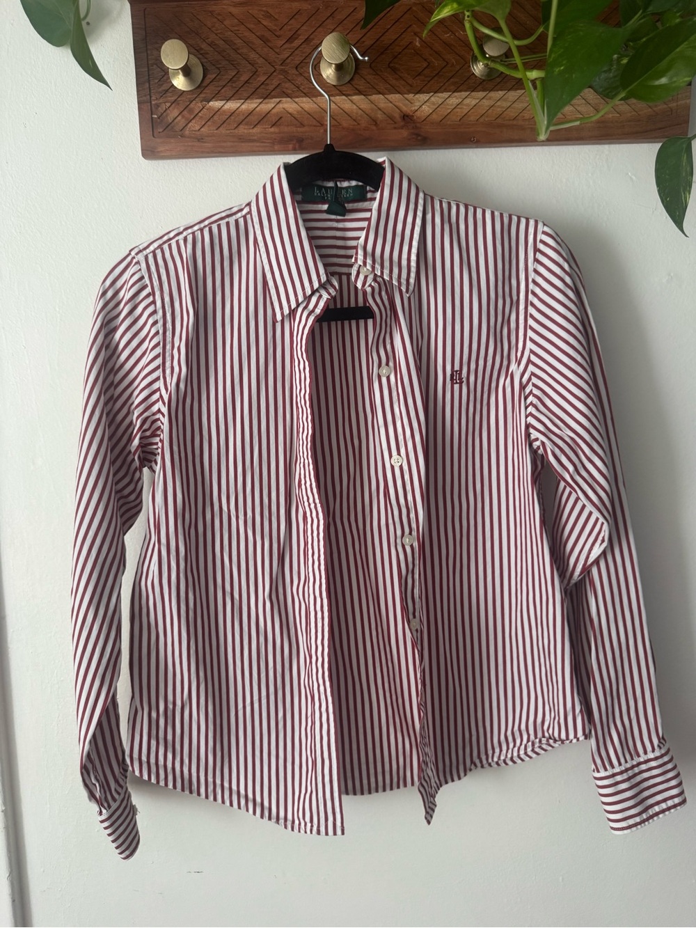 Ralph Lauren Red and White Striped Dress Shirt